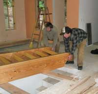 Spencer and Jeff West moving the stairway into place